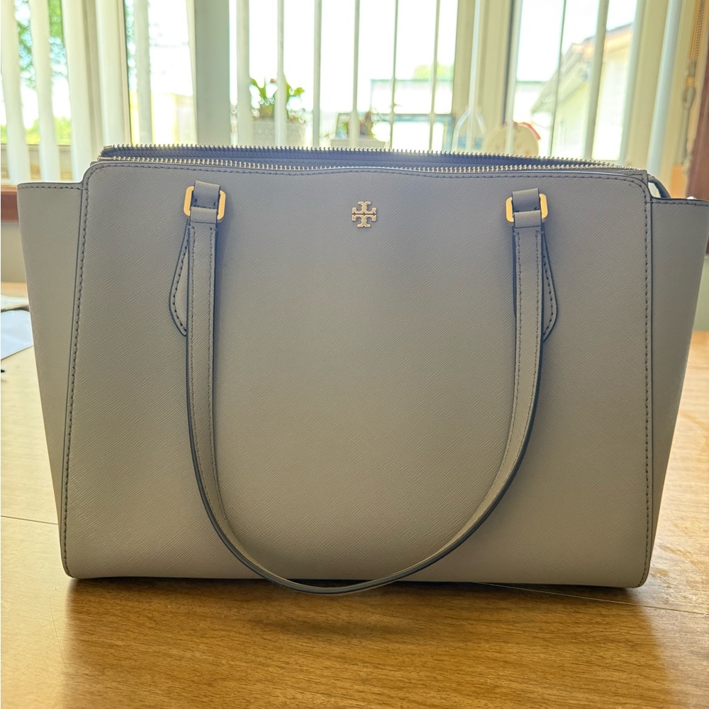 Tory Burch Gray Leather Tote Bag